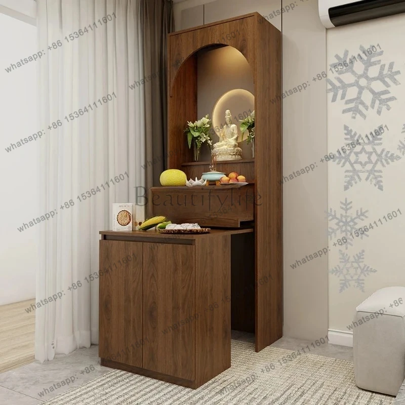 

living room Shentai God of Wealth incense table solid wood Buddhist shrine offering table new Chinese cabinet household
