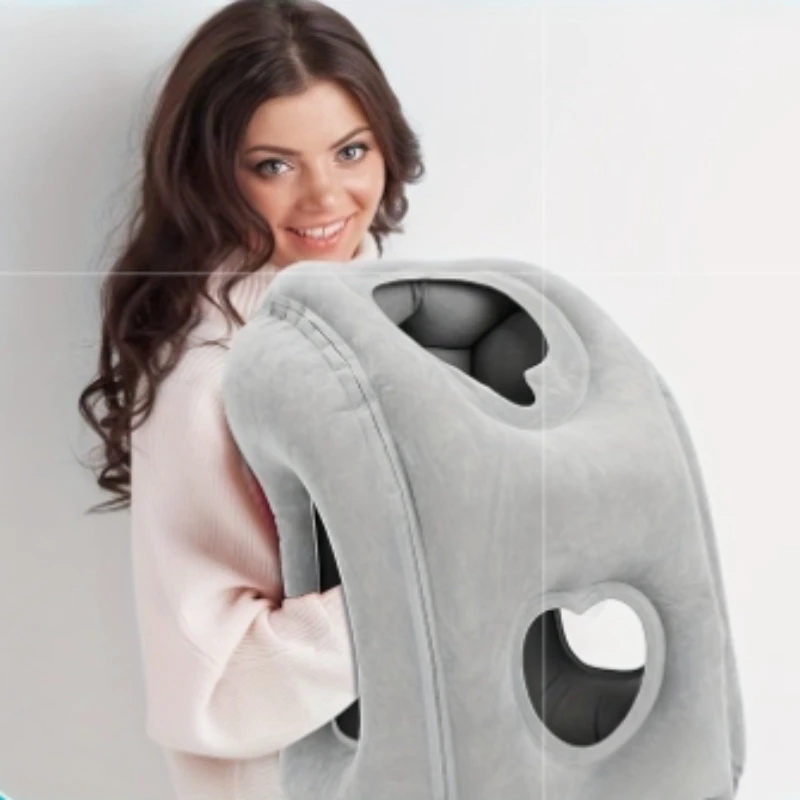 

1 шт. надувная подушка для путешествий с запатентованным клапаном - регулируемая поддержка шеи и головы, легкая, на День Благодарения, Рождество gif