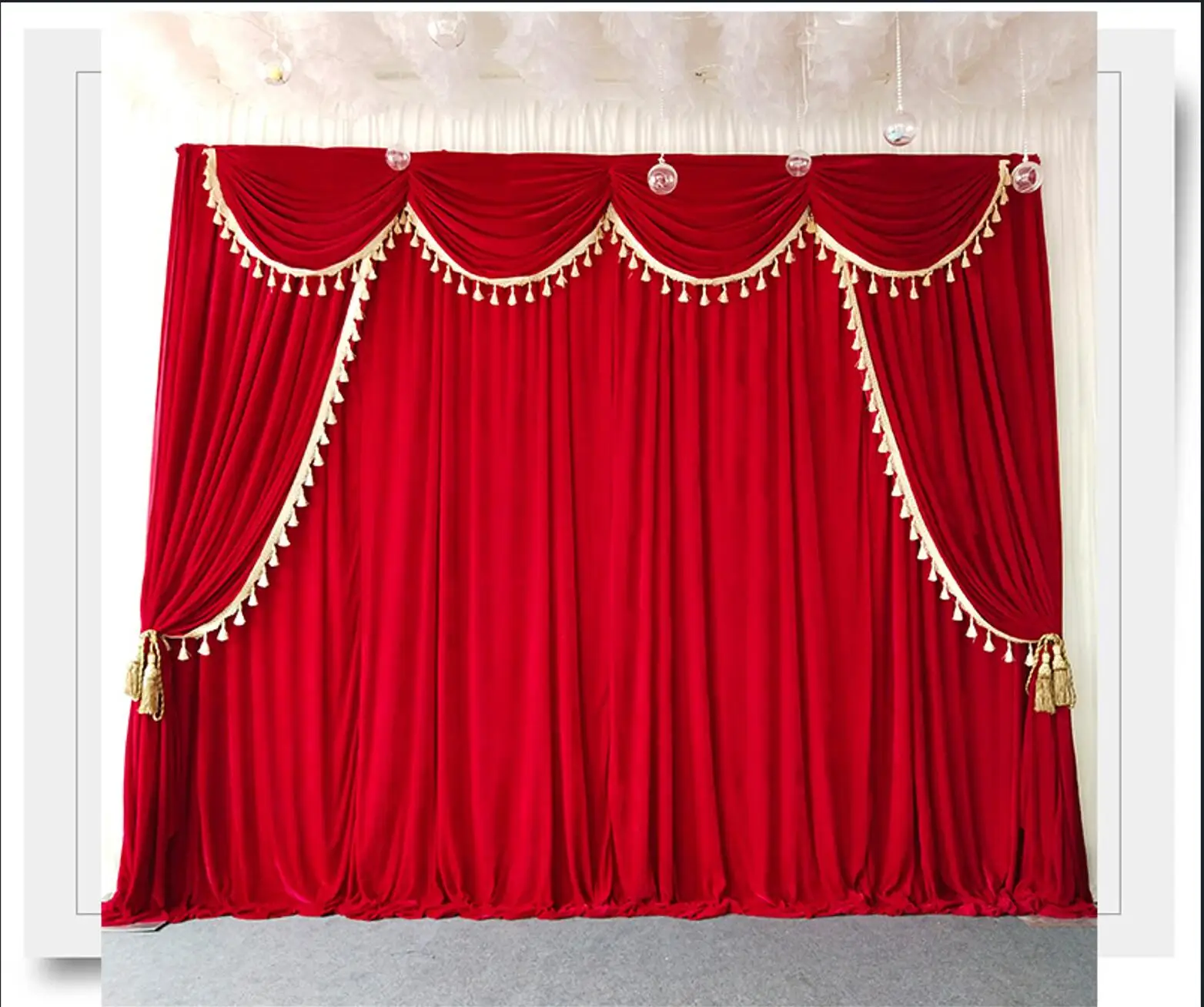 

Burdundy Velvet Backdrop Curtain with Tassel swags for Parites Church Wedding Backdrop Curtains Event Decoration