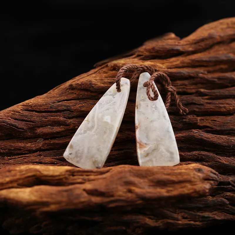 White Crazy Lace Rosetta Stone Carved Earring Bead——Fashion Jewelry Necklace  Handmade Natural Jewelry