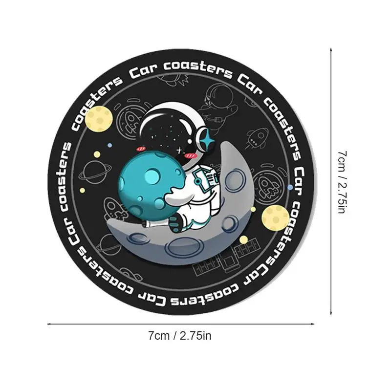 Auto Cup Coaster Astronaut Design Car Cup Pad Coasters Cute Auto Drinks Coasters With Anti Slip Cork Base For Auto Accessories