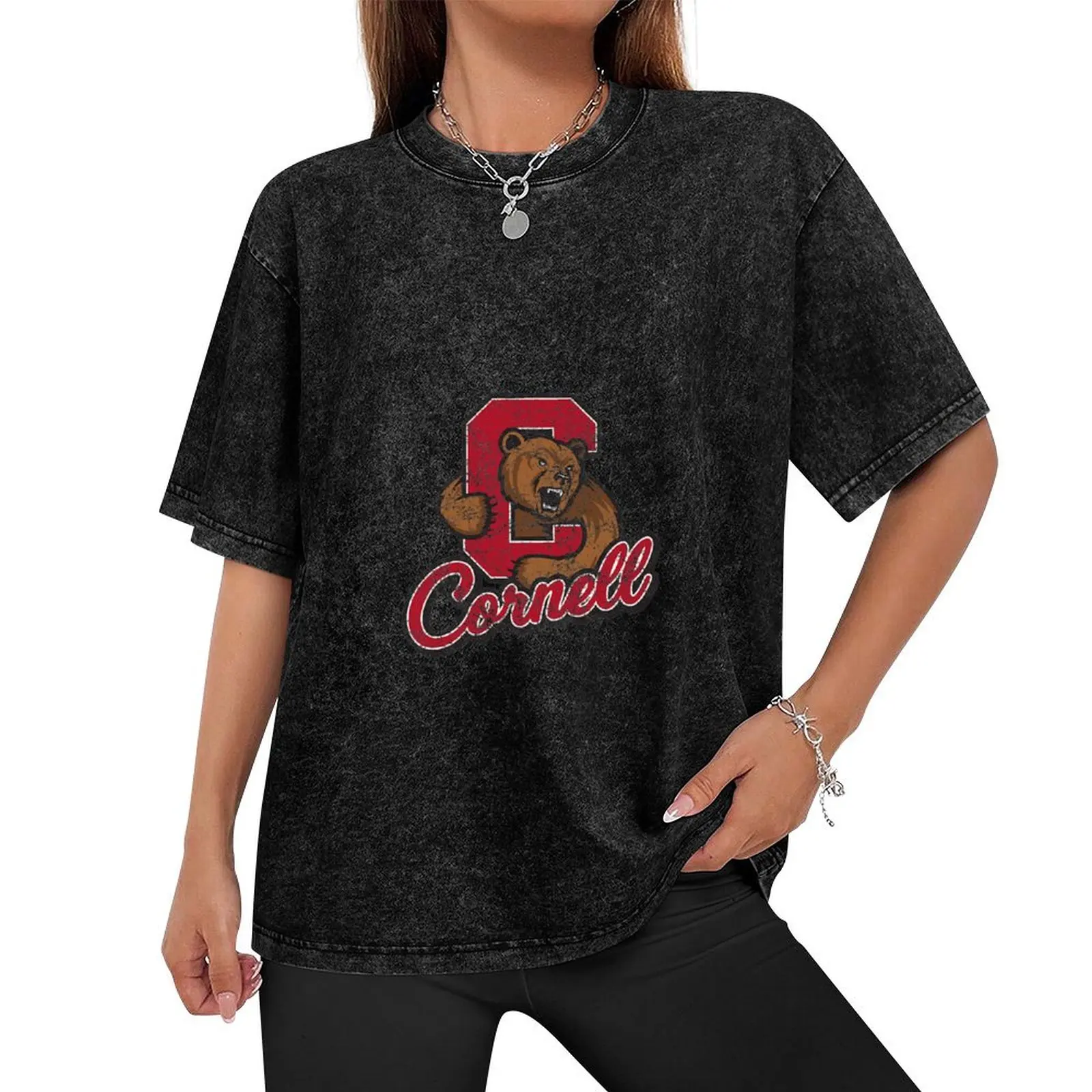 Kids Cornell Big Red Apparel Vintage Distressed Cursive Icon Premium T-Shirt graphics customizeds tee shirts for men