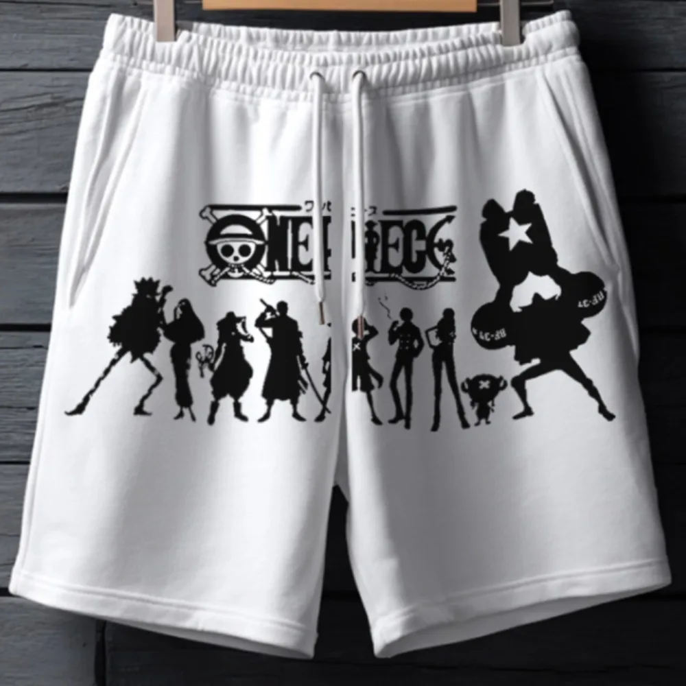 2025 ONE PIECE Anime Luffy pantalones cortos de algodón con estampado periférico coreano verano hombres pantalones deportivos sueltos diarios transpirables