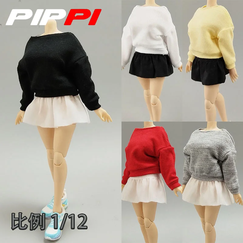 

1/12 Scale Sexy Solid Color Short Skirt And Fluffy Skirt Clothes Accessory Model Fit 6'' BJD Female Soldier Action Figure Body