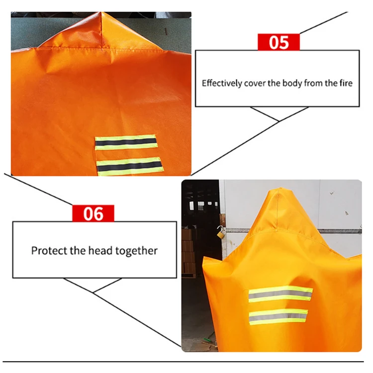 1pc Fire Escape Cloak Fireproof Clothing Silicone Coating Glass Fiber Home Fire Certification Flame Retardant Fire Mask