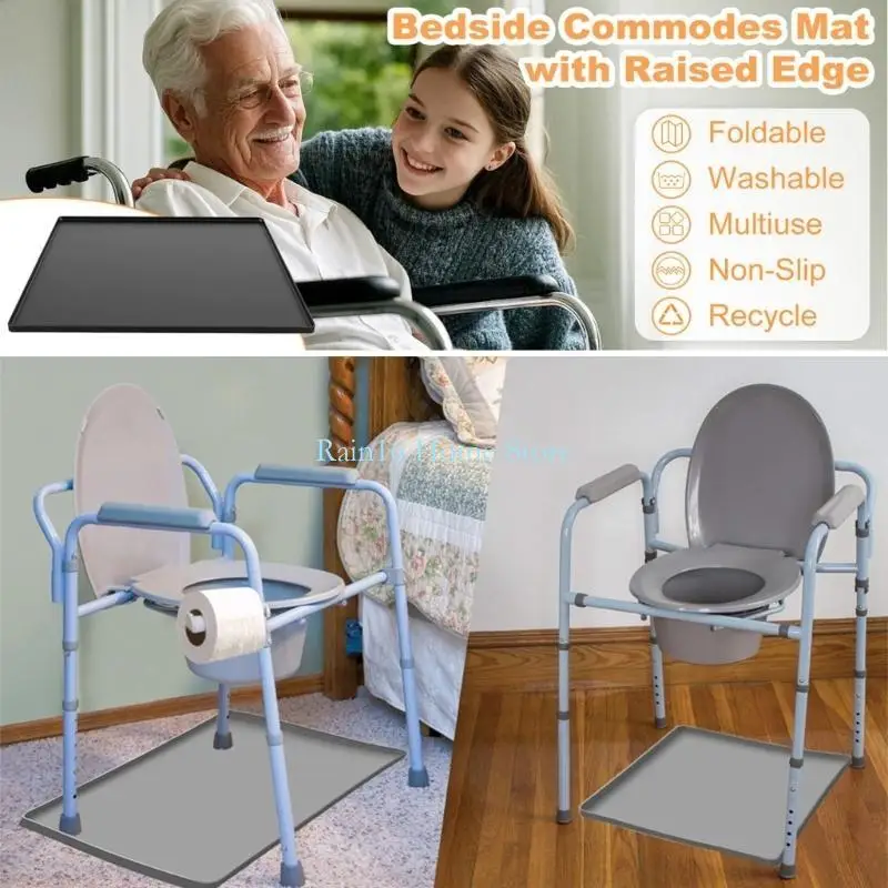 Silicone Commode Chair Floor Guard NonSlip Pad for Elderly Bathroom Bedroom Safety 02DB