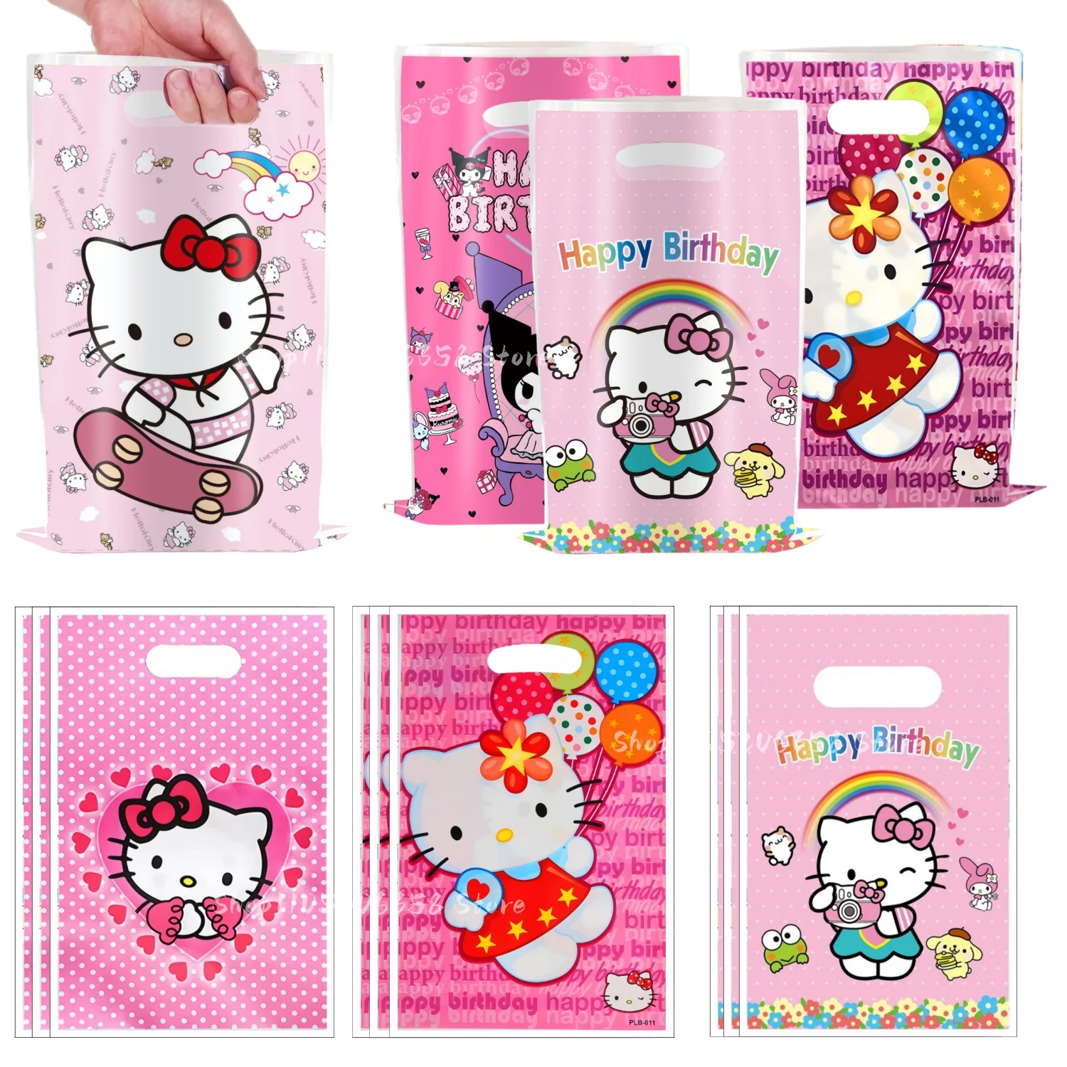 Olá kitty saco de presente olá kitty amigos decoração de aniversário goody biscoitos pulsos saco de doces embalagem chá de bebê meninas presentes suprimentos