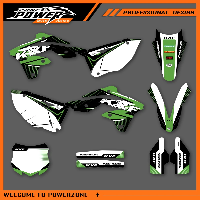 

Графические наклейки Powerzone, наклейки для мотоцикла KAWASAKI KXF 250 2013 2014 2015 2016 KX250F 250cc, фон на заказ 01