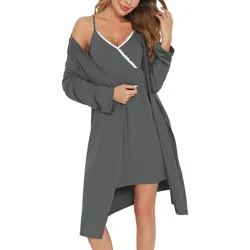 Camisón de dos piezas para mujer, ropa de maternidad europea y americana, conjunto de otoño
