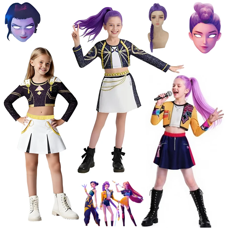 

Детский карнавальный костюм K-Pop «Охотники на демонов» Руми Зои Мира для девочек на Хэллоуин с сценическим принтом, одежда для ролевых игр, костюм