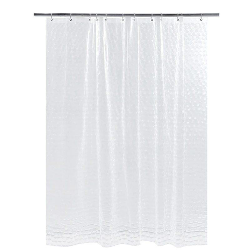 PEVA Shower Curtain Waterproof Plastic Clear Bath Curtains Transparent Bathroom Curtains Mildew Home with Hooks