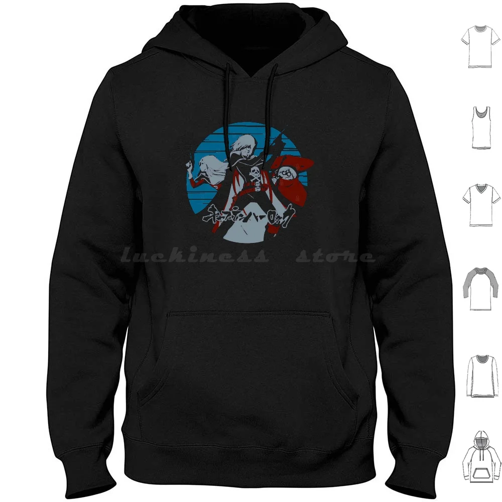 126 B Har Lock T R I O Hoodie cotton Long Sleeve Harlock Anime Arcadia Captain Harlock Japan Manga Pirate Retro Vintage