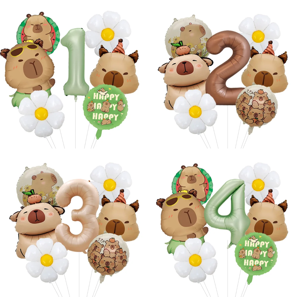 Capybara Cartoon Geburtstagsballon-Set, einheitliche Ballongirlande für Partyzubehör in großen Mengen