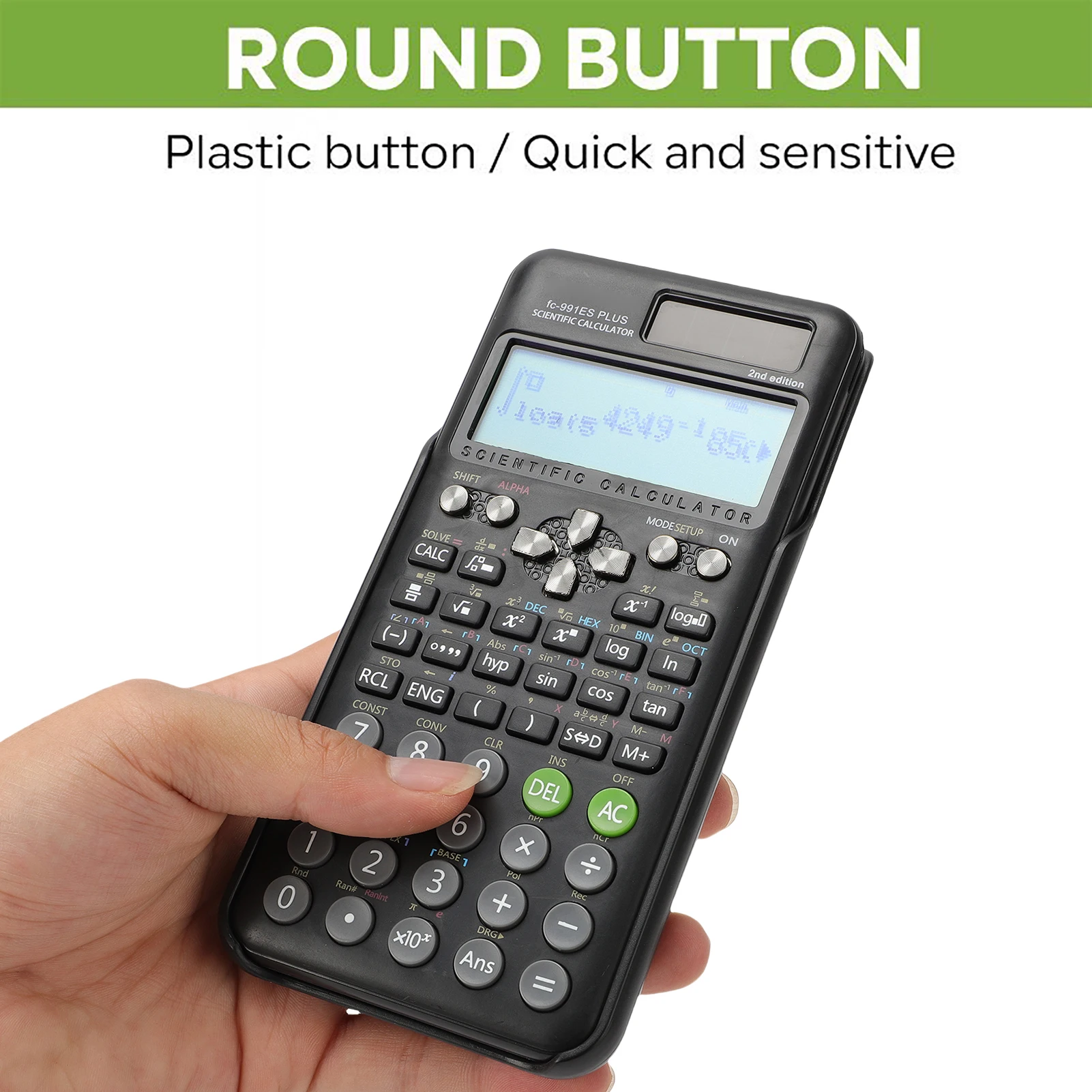 الآلات الحاسبة العلمية آلة حاسبة الرياضيات مع 417 وظيفة 10 + 2 أرقام عرض إمدادات الطاقة المزدوجة مثالية لطلاب المعلمين