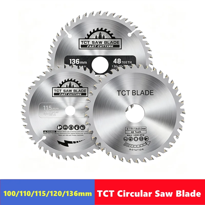 TCT Saw Blade 100/110/115/120/136mm Woodworking Circular Saw Blade, Used for Cutting Wood, PVC, Plastic Saw Blade Cutting Tool