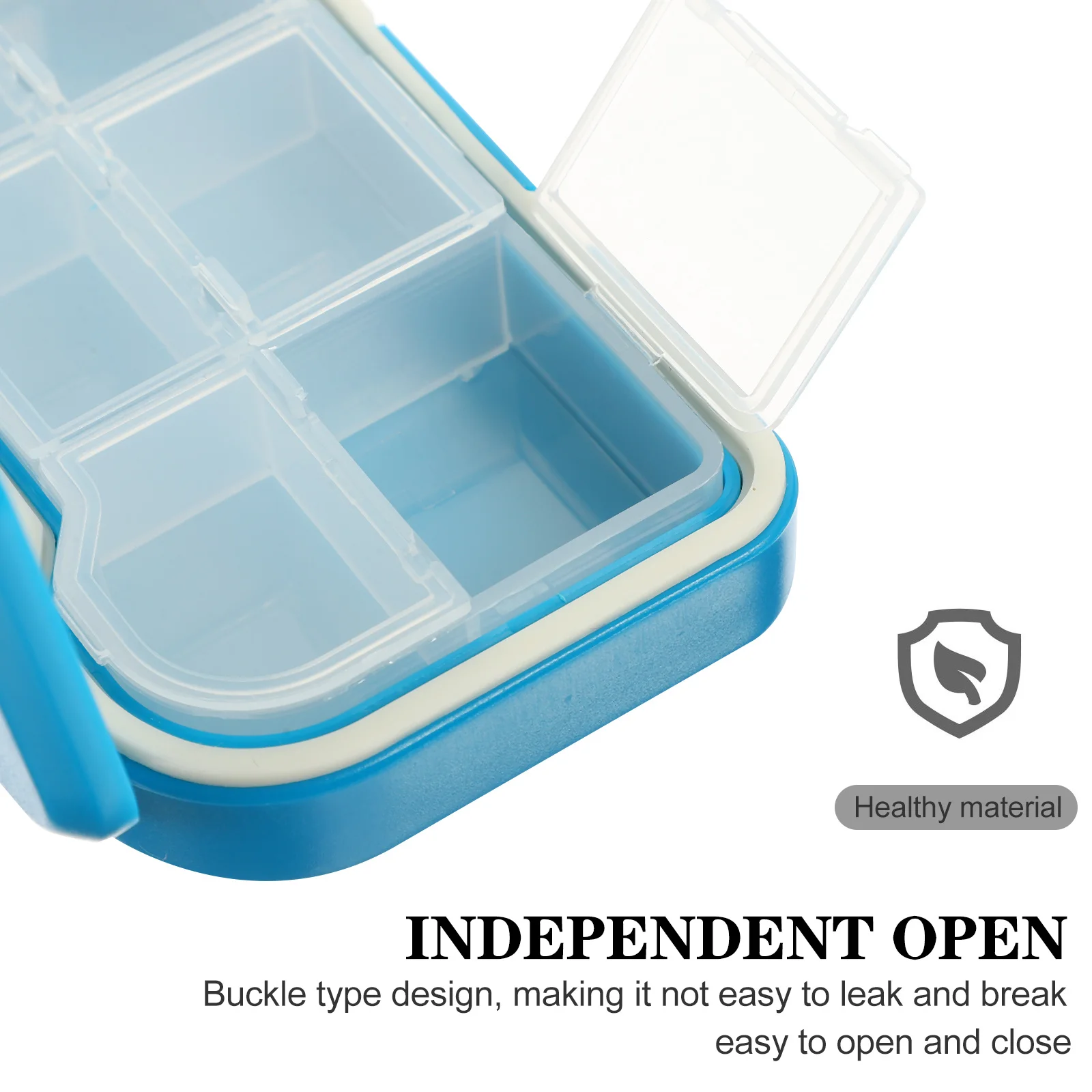 2 قطعة علبة حبوب السفر المحمولة الطب المنظم 6 مقصورات صندوق تخزين حبوب أسبوعية موزع مانعة للتسرب #5