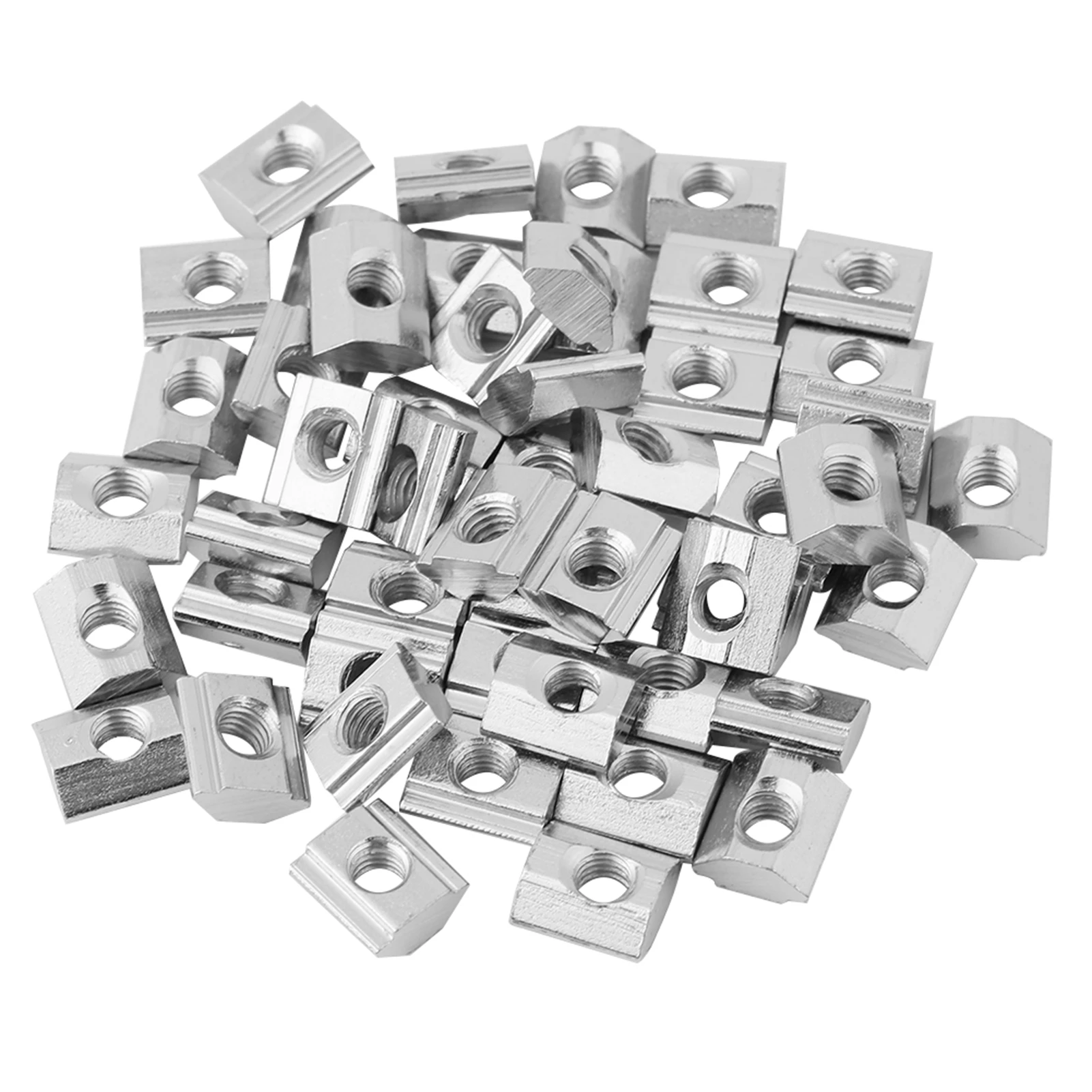 50pcs/lot Nickel Coated Carbon Steel Sliding T slot Nut for Aluminum Profile Nut Accessories EU20 M4 M5 EU30 M4 M5 M6
