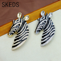 SKEDS Vintage Women Men Classic Crystal Zebra Head Badges Pins Unisex Palace Style Exquisite Animal Brooches Accessories Gift