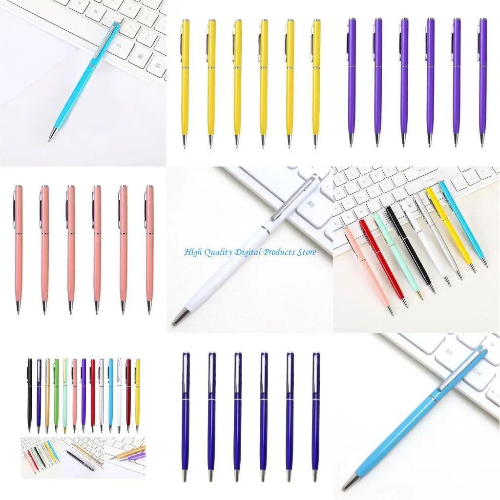 

U2JE 6Pcs Metal Ballpoint Pen Twist Action Business Pen Write Smoohtly