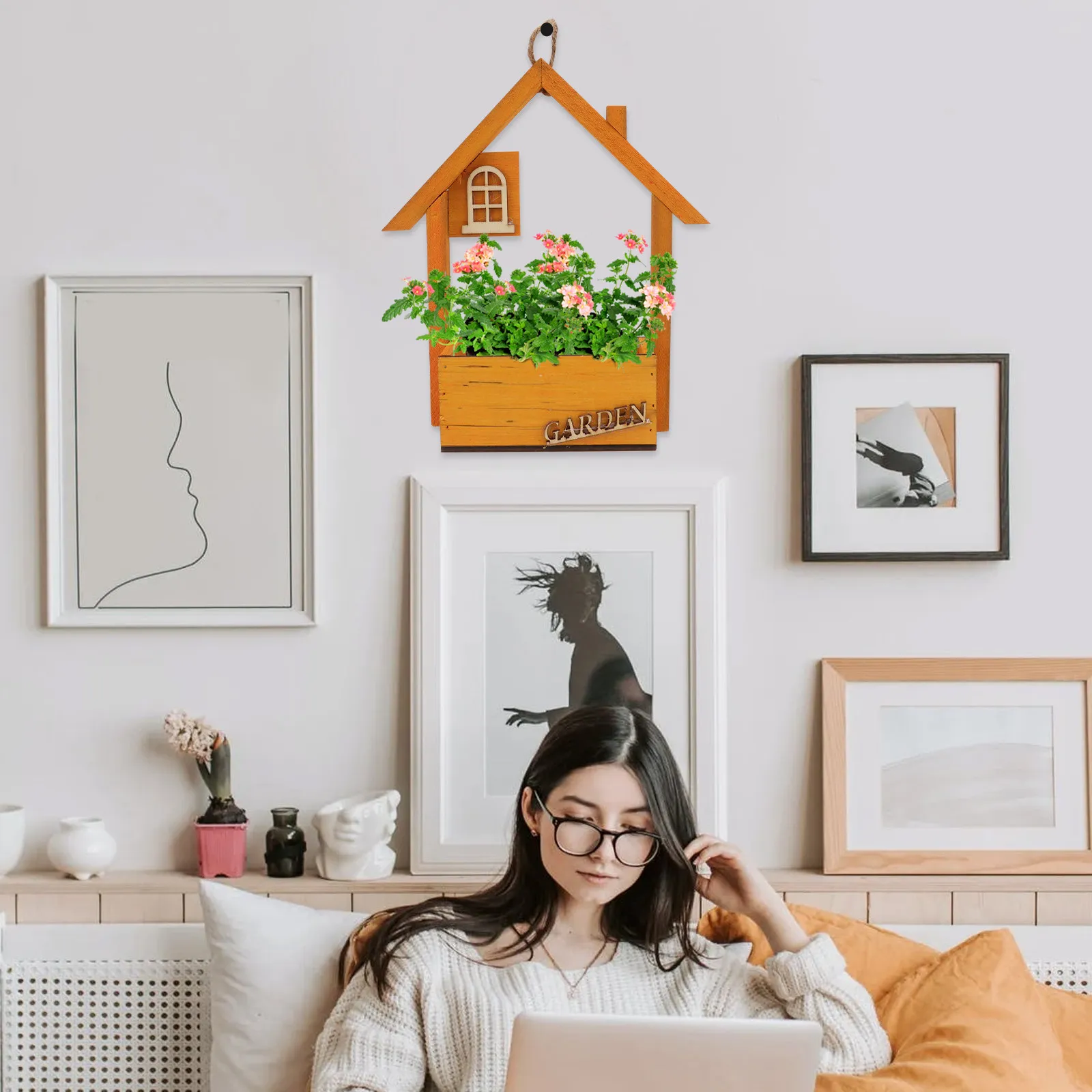 

1 шт. Деревянная настенная корзина для цветов, декор из натурального дерева, настенный цветочный горшок для дома, сада, гостиной, спальни, декоративный