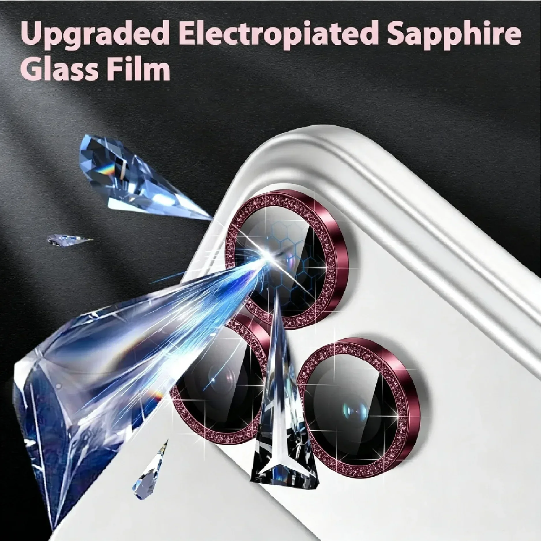 Wine Red Glitter Eagle Eye Camera Lens Protector For IPhone Duo 18 Pro Max 17 Pro Max Plus Air Lens Film Cover