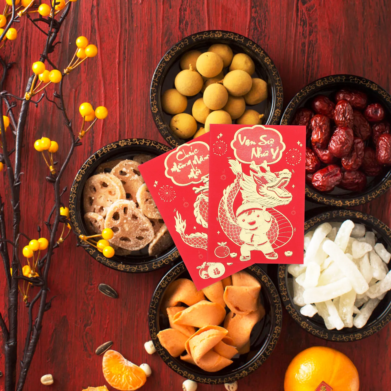 

12Pcs Paper Red Envelopes Chinese Style Lucky Money Pockets New Year Birthday Baby Shower Engagement Festive Red Envelopes