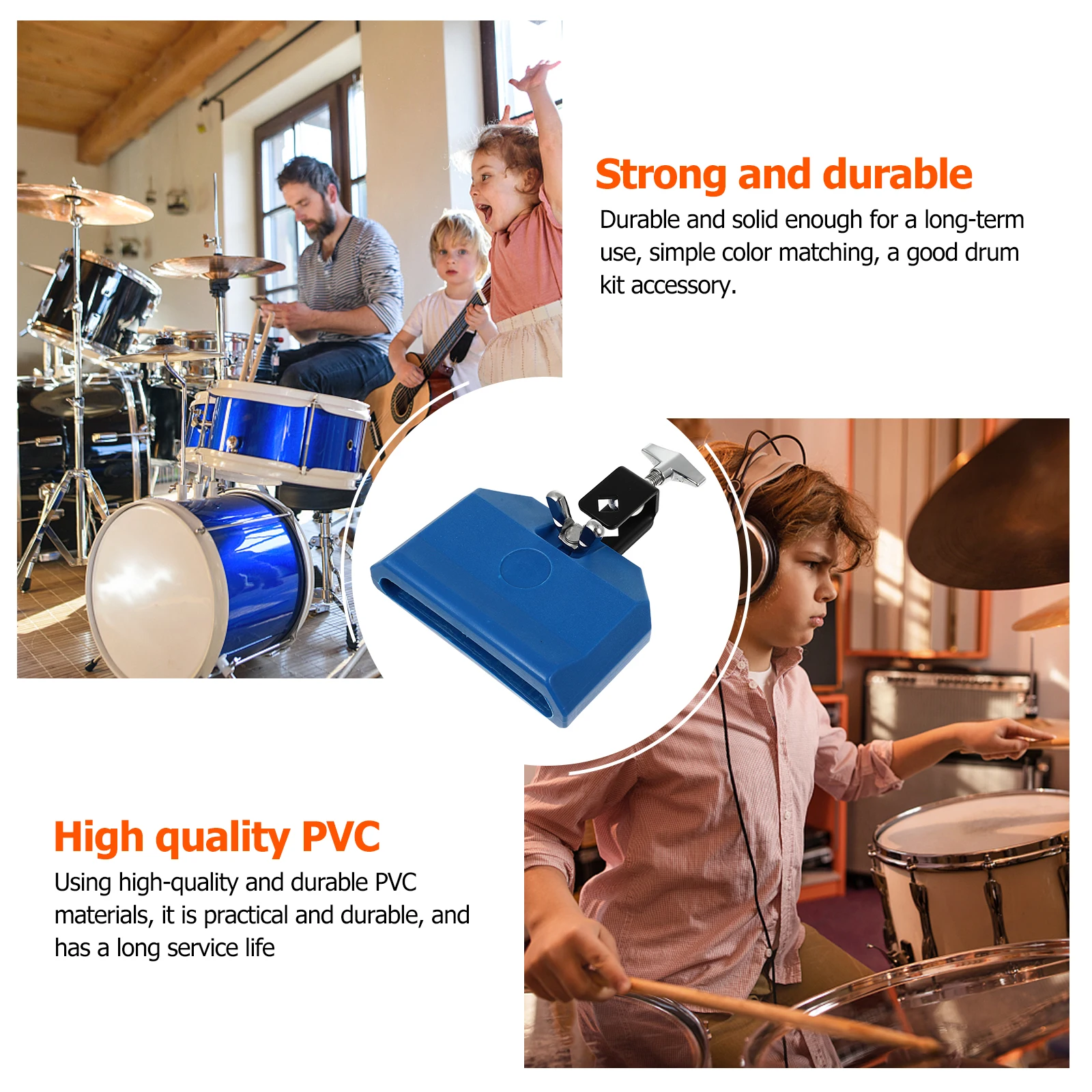 

Drum Set Drum Set Cowbell Music Instrument Accessory PVC Long Life Loud Sound Professional Beginner Student
