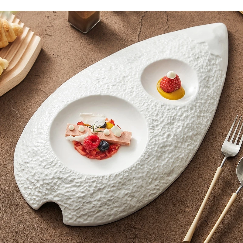 Irregular Shaped Ceramic Steak Plate Home Breakfast Tableware Hotel Restaurant Specialty Cooking Dishes Dessert