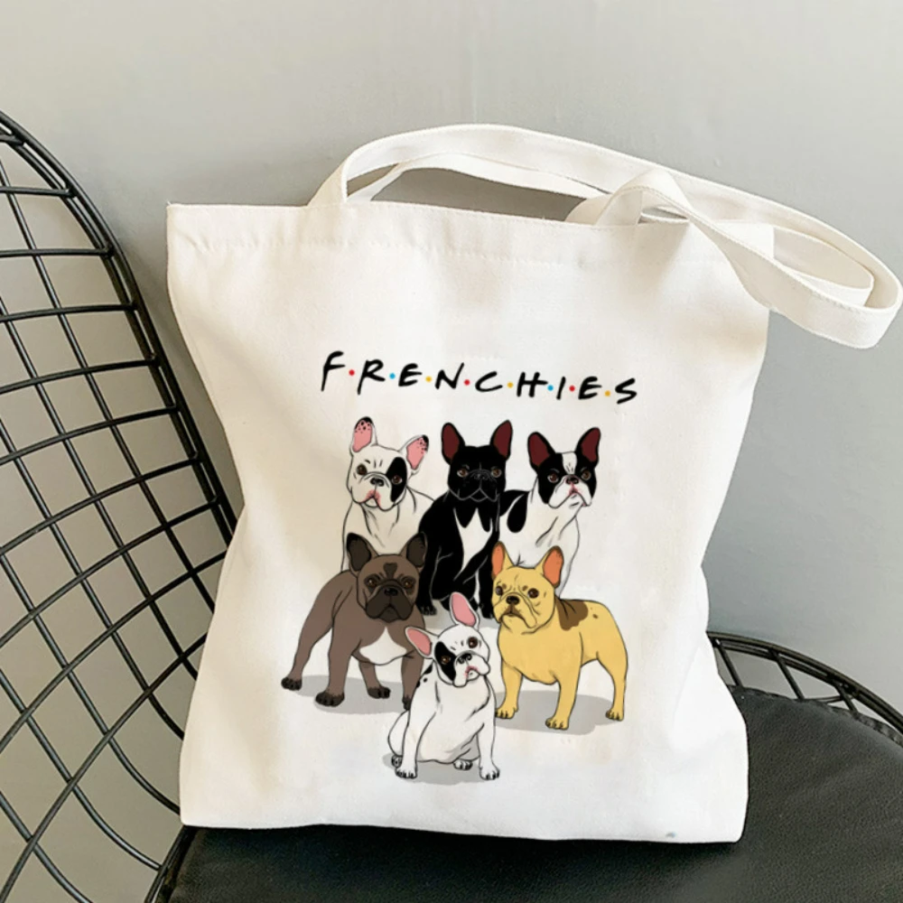 

Trendy Reusable Canvas Tote Bag for Work School Yoga Shopping Lightweight Dachshund Pug Terkel Design Sustainable Eco Friendly