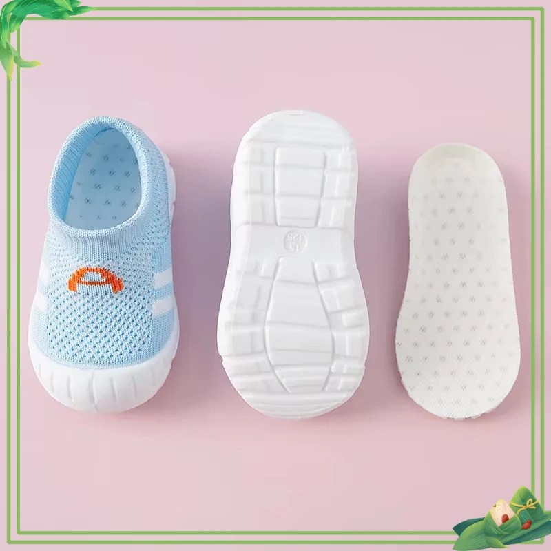 حذاء رياضي للأطفال حديثي الولادة خفيف الوزن، مضاد للناعمة، مضاد للانزلاق، مكون من طبقتين شبكي يسمح بمرور الهواء