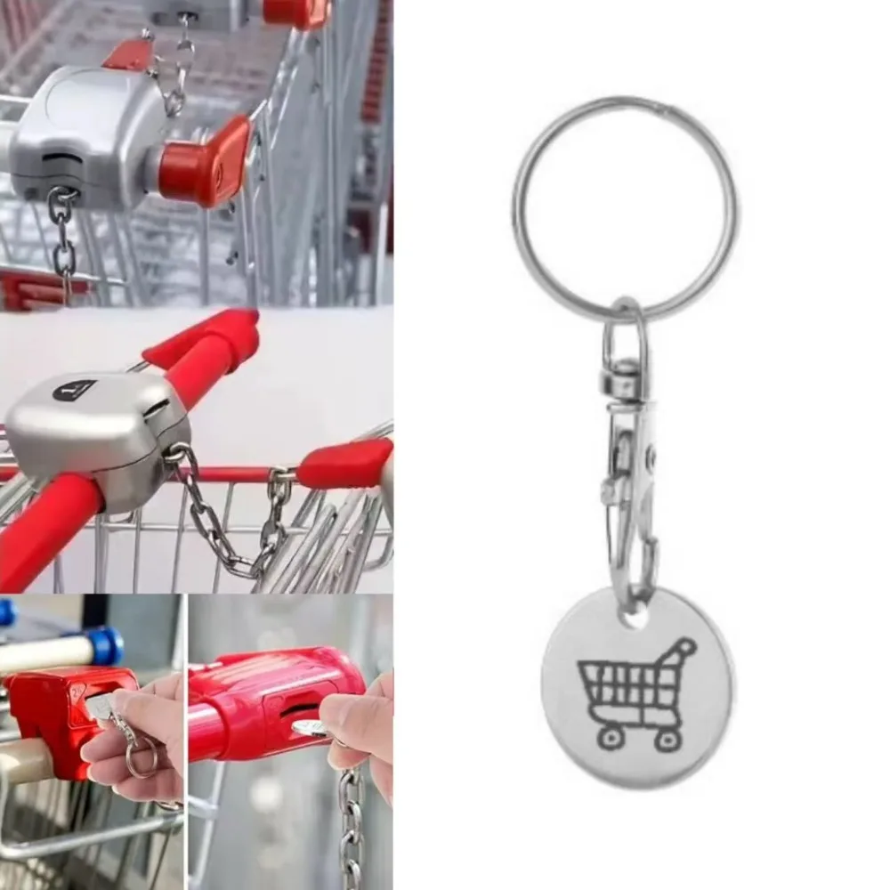 Supermarkt-Einkaufswagenchip-Schlüsselanhänger aus Edelstahl – Universeller, tragbarer Schlüsselring mit Einkaufswagenchip – Exquisites Geschenk – Detail 1