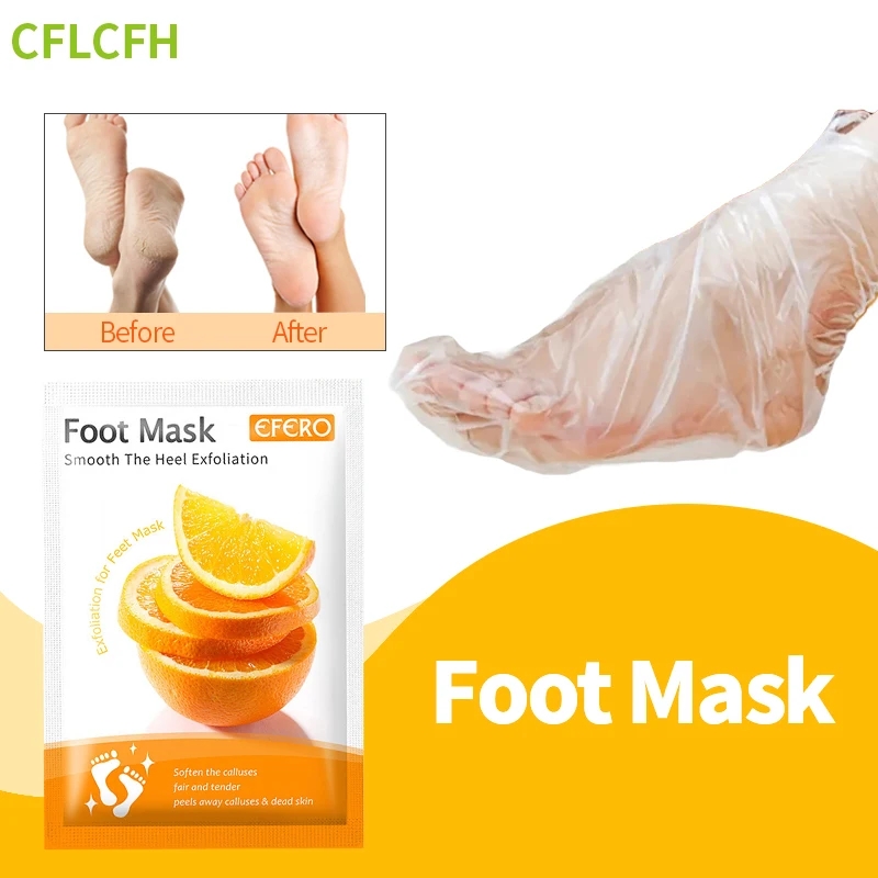 

Orange Foot Mask Exfoliating Heel Peeling Scrub Spa Pedicure Socks Anti Drying Cracking Dead Skin Remover Moisturizing Feet Mask