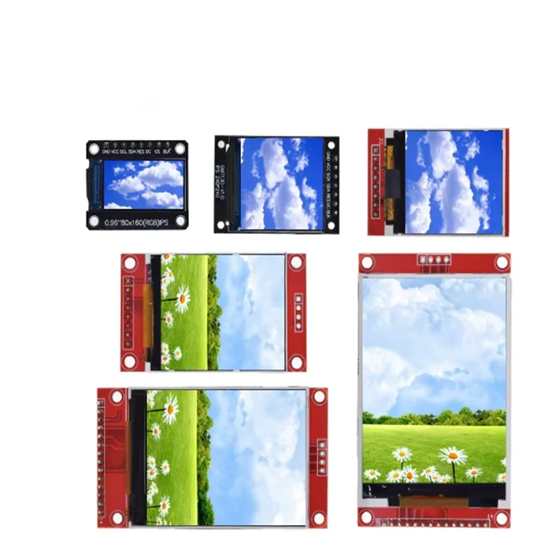 TFT Display 0.96/1.3/1.44/1.77/1.8/2.0/2.4/2.8 inch IPS 7P SPI HD 65K Full Color LCD Module ST7735 Drive IC 80*160 For Arduino