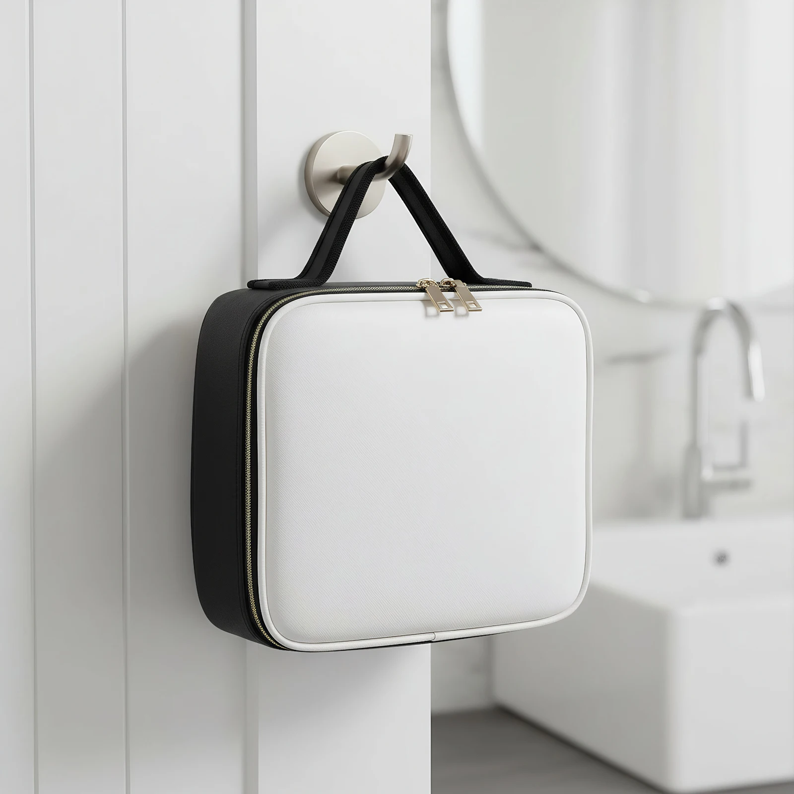 

Нейлоновая косметичка с регулируемыми разделителями для женщин (белая, черная)