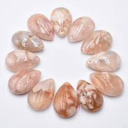 Fashion quality natural stone cherry blossom agate 17x26mm water drop charms pendants for jewelry making 12ps/lot free shipping