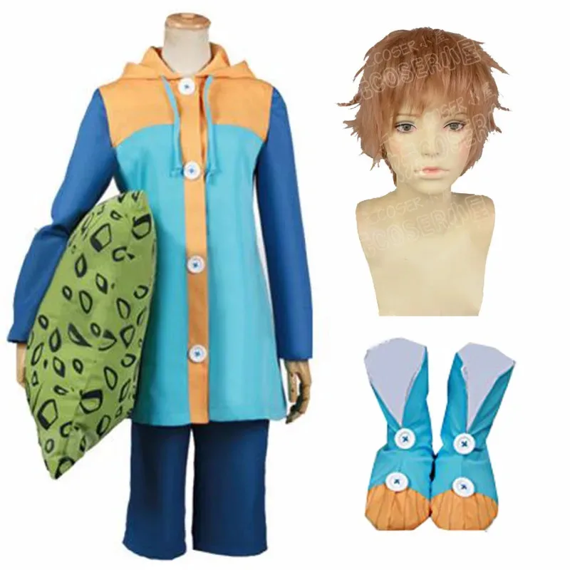 

2025 Sin of Sloth Harlequin king Nanatsu No Taizai Cosplay Costume Full Set With Pillow Wig Cover
