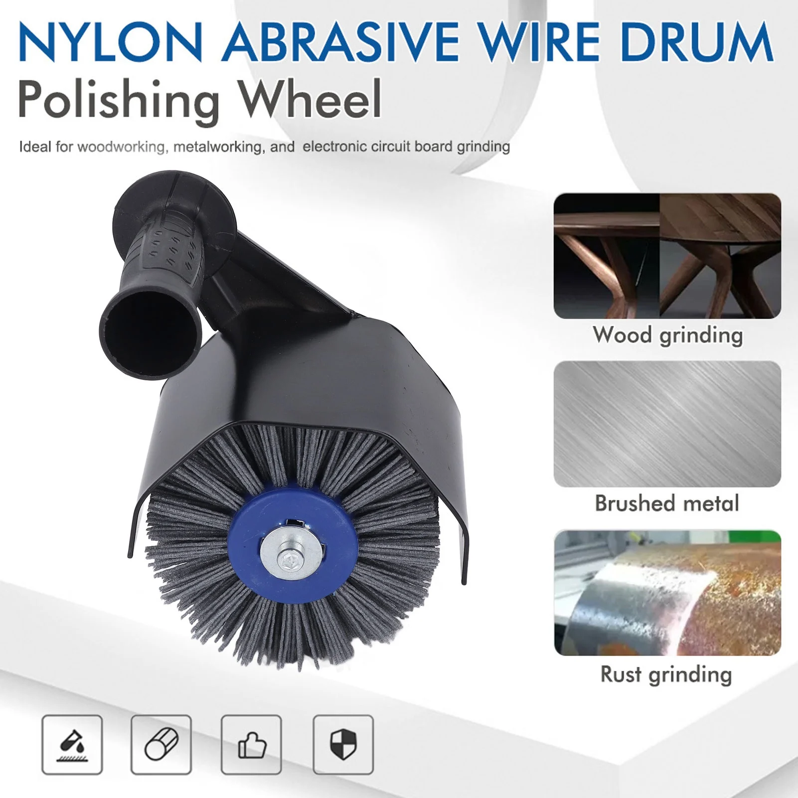 Angle Grinder To Polisher Accessories Lightweight Handle Wire Drawing Polishing Set M14 for Metal Plastic Wood Processing