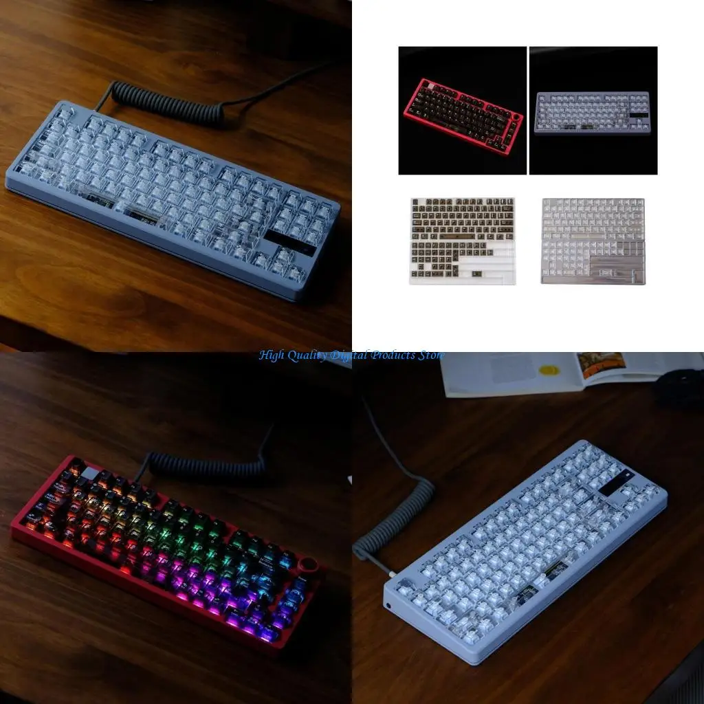 

U2JE 114Keys Full Set Customized PC Full Transparents Keycap Backlits KeyCaps for 61 98 104 108