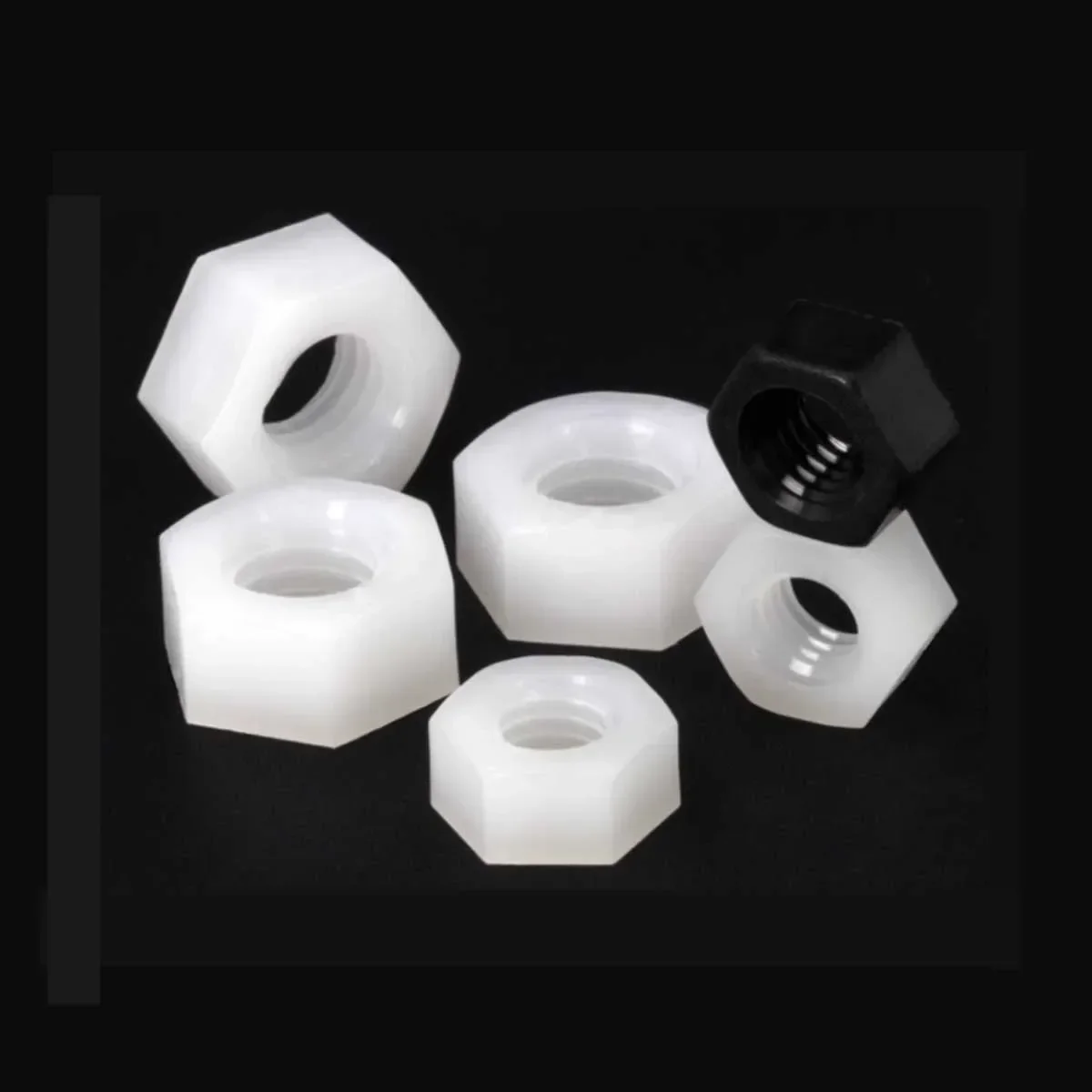 Plastic Nylon Hexagonal Nut/Screw Cap Black Thread