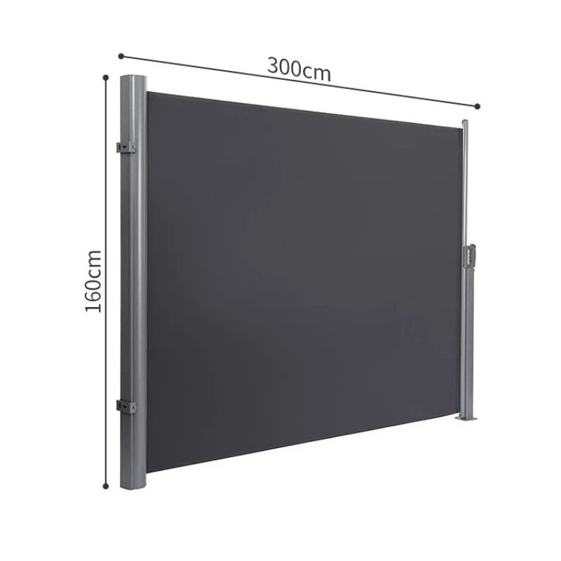 Custom Pull-out Screen H160cm*W300cm Movable Awning Windproof Retractable Side Awning for Outdoor Garden Office