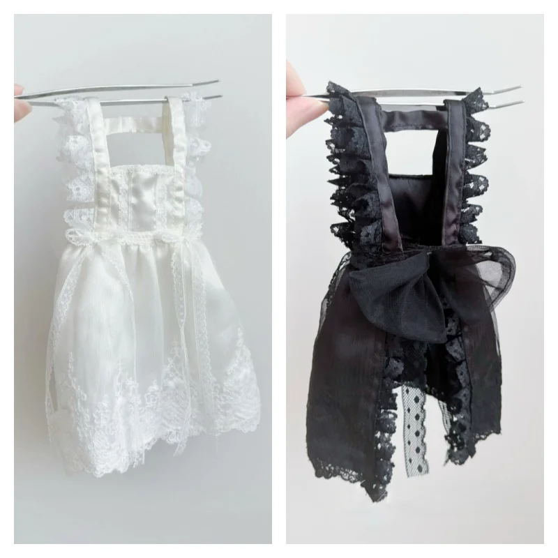 

1/4 bjd doll white black maid dress apron