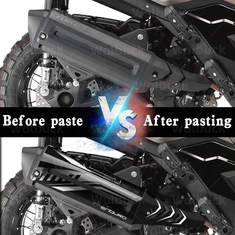 Motorcycle Decor Accessories Frosted Exhaust Hood Protection Sticker Decal Anti-Scratch For Zontes 368G zontes 368 G 2024-2026