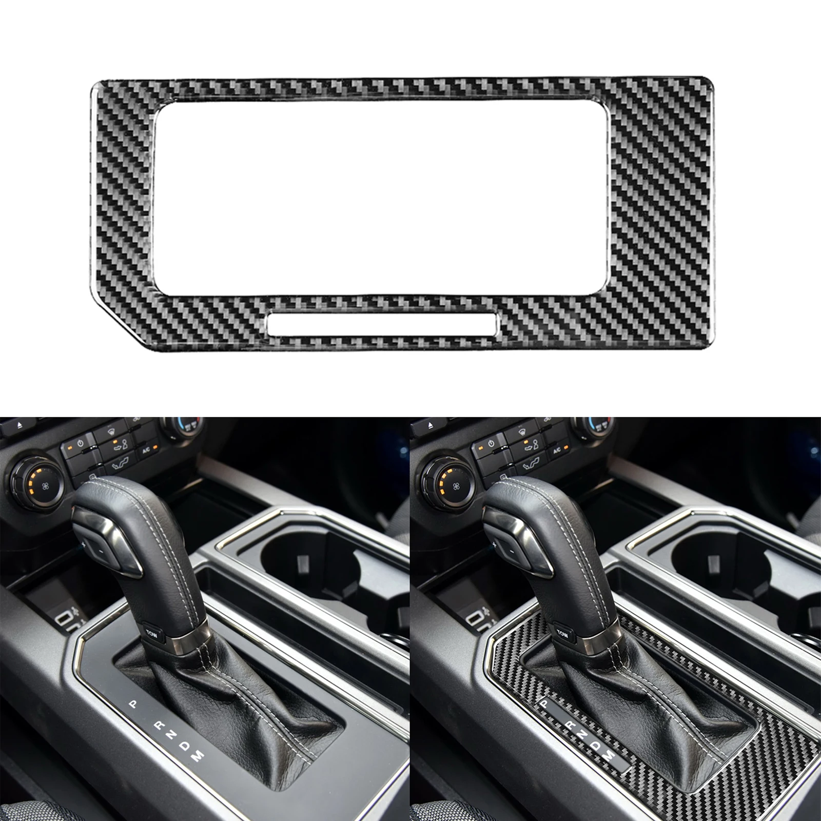 

1 Pc Interior Car Gear Shift Panel Frame Stickers Trim Cover For Ford F-150 2017-2020 Waterproof Car Accessories Carbon Fiber