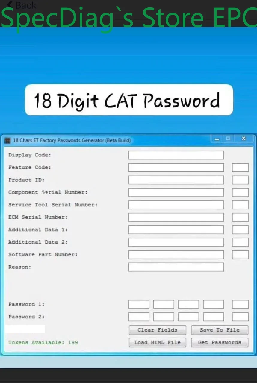 SpecDiag 18 Digit Factory Password Generator+USB Dongle For Cat
