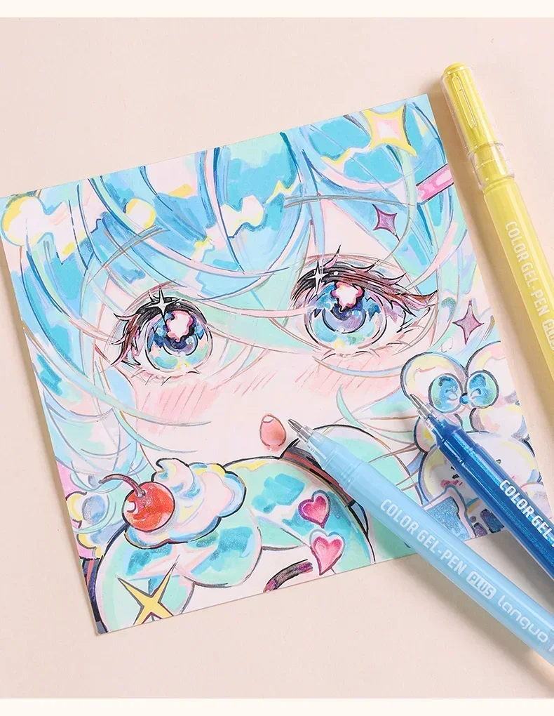 LANGUO 207/4 Farben Glitzer Acryl 0,5/1,0 mm Gelstift mit großer Kapazität Schreibstift Malerei Schreibwaren Büro Schulbedarf – Detail 10