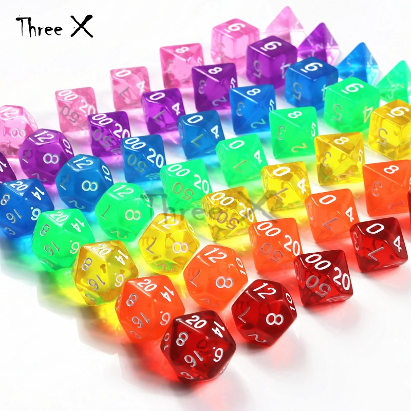 Jelly Effect-Juego de mesa portátil DNDGame D4,d6,d8,d10,d12,d20, Color rosa, juego de mesa DNDGame Rpg, 7 piezas, regalo