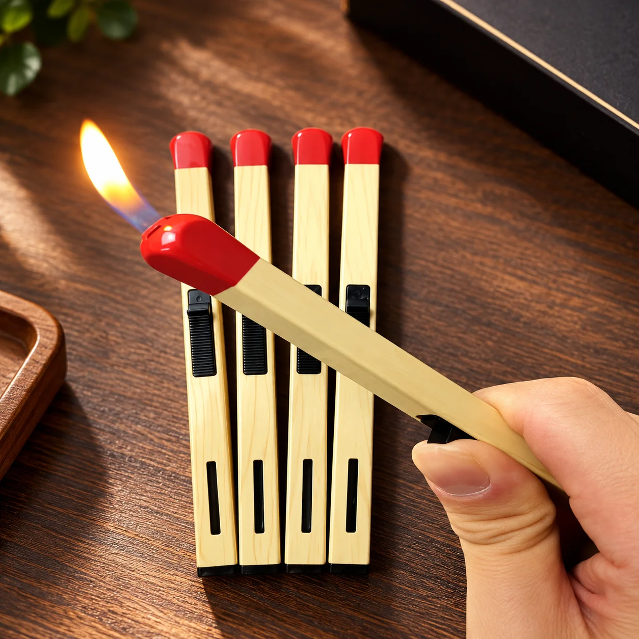 Extra Long Glow Matchstick Butane Torch Lighter, Windproof Jet Flame Igniter for Home Aromatherapy Kitchen Daily Use