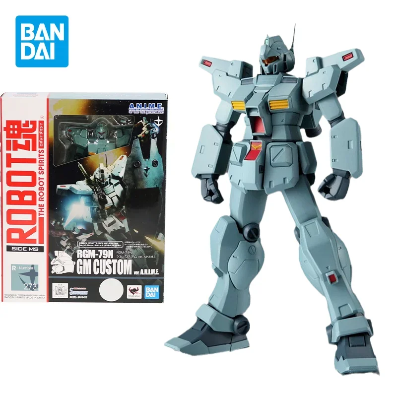 Bandai Original GUNDAM Anime Figure RGM-79N GM CUSTOM Action Figure THE ROBOT SPIRITS Toys for Kids Gift Collectible Model