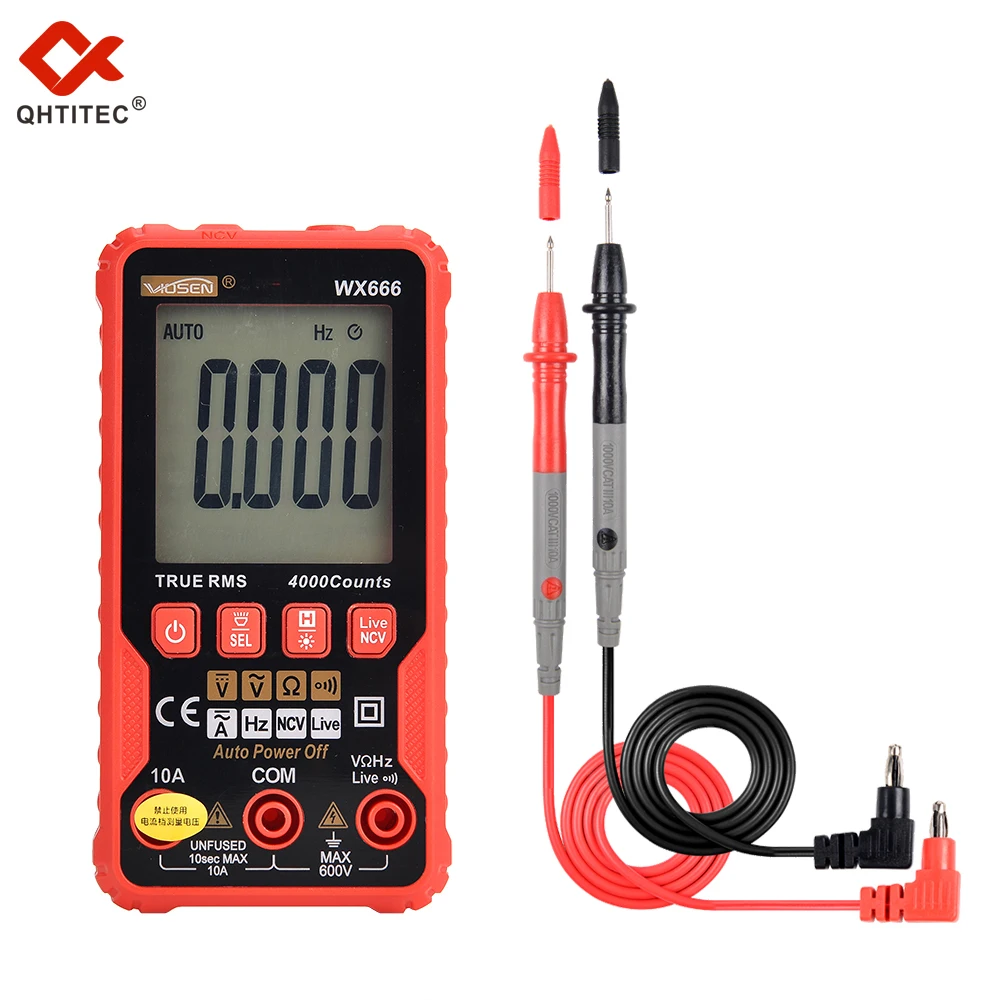 QHTITEC WX666 Digital Mini Multimeter Soldering Iron Set True Rms Tranistor Meter with NCV Data Hold 4000counts Flashlight