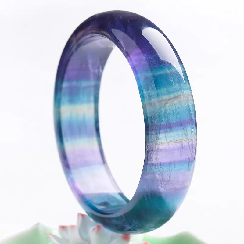 

Natural Colorful Fluorite Crystal Woman Fashion Bangle Jewelry Inner Diameter 55mm 56mm 57mm 58mm 59mm 60mm 61mm AAAAAA